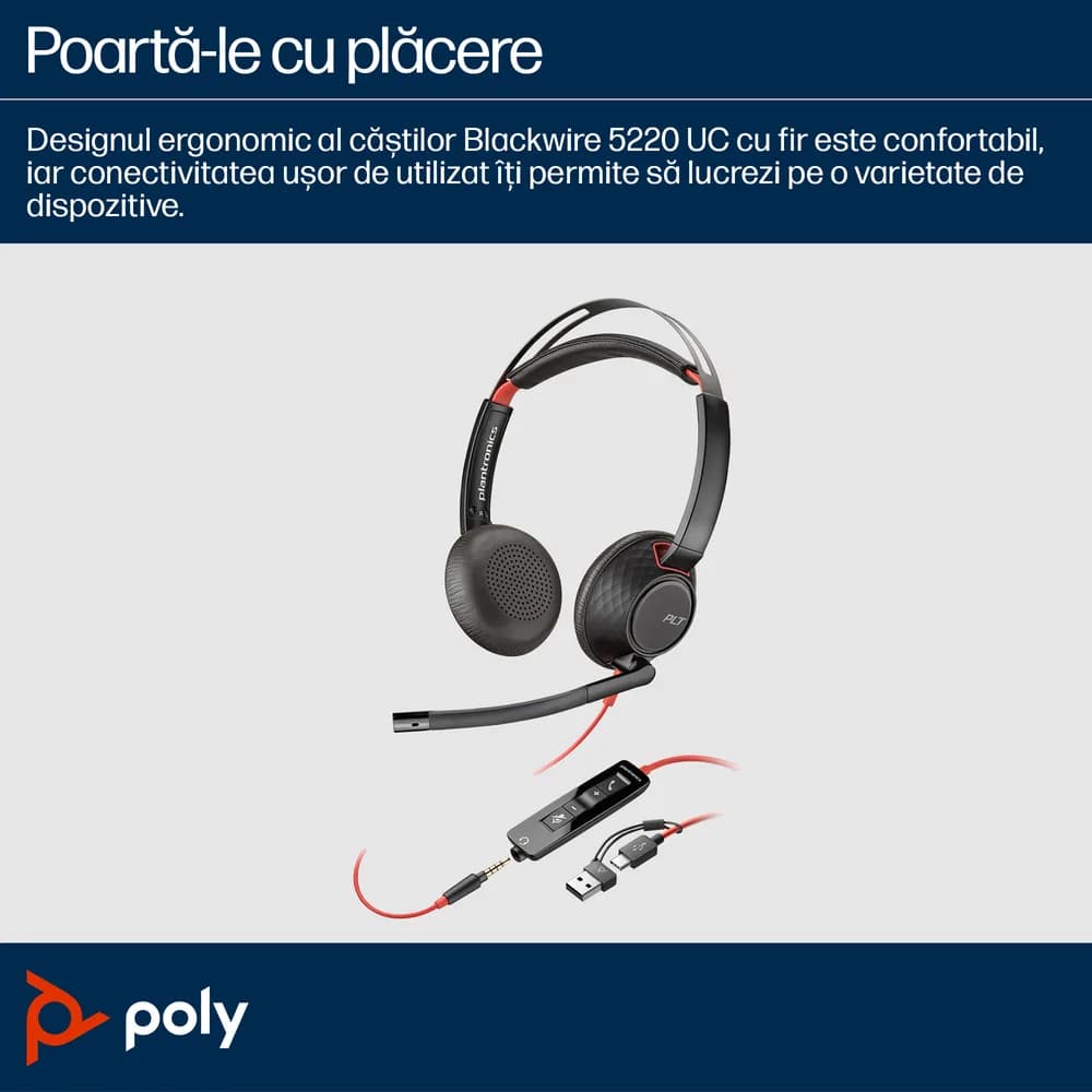 Poly BW 5220 USB-C HS +3.5mmP +USB-C/A"8X231AA" — miniatură