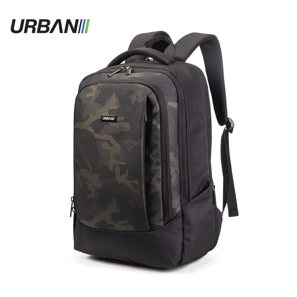 Ghiozdan compartiment laptop, DARK CAMOUFLAGE, 31.5x15x45 cm - OFFISHOP — miniatură