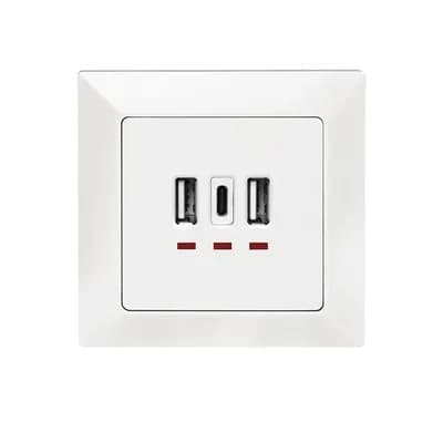 PRIZA LOGILINK, de perete, 2 x USB-A 5V/2.4A, 1 x USB-C 5V/3A, ingropata, martori LED, alb, "PA0254" — miniatură