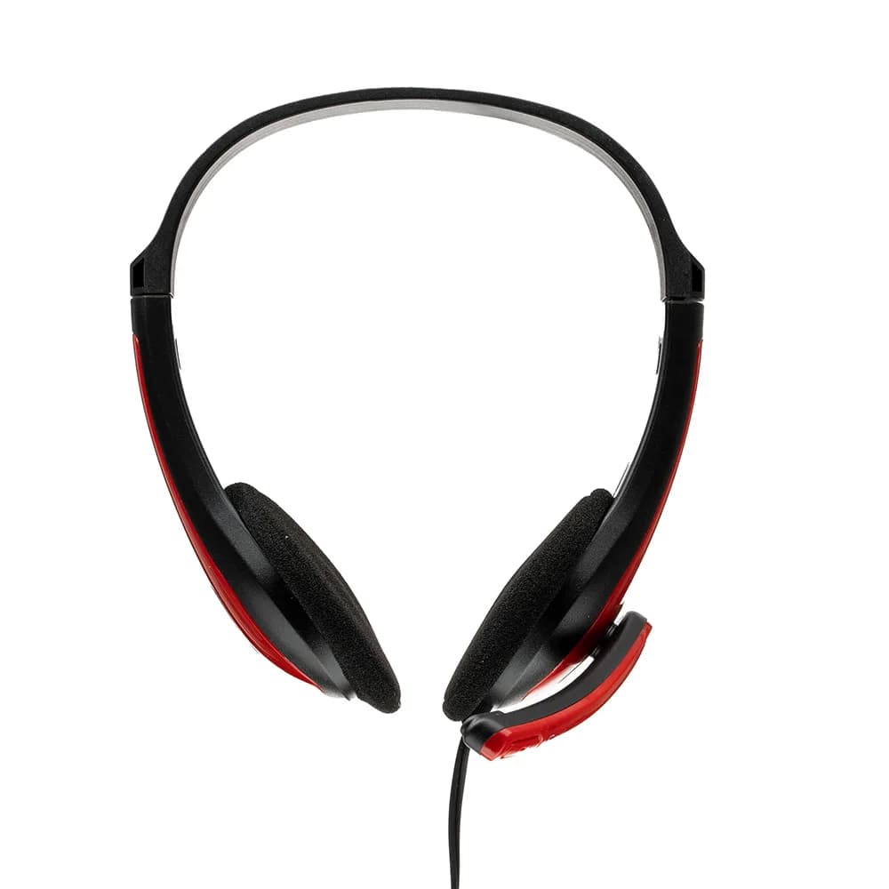 CASTI Spacer, cu fir, standard, utilizare multimedia, microfon pe brat, conectare prin Jack 3.5 mm x 2, negru / rosu, "SPK-507" — miniatură