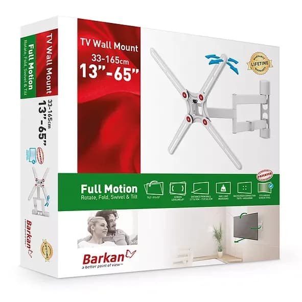 Suport TV de perete, Barkan 3400W.W, Fix, 29"- 65", VESA 400 x 400 mm, suporta pana la 40kg, alb — miniatură