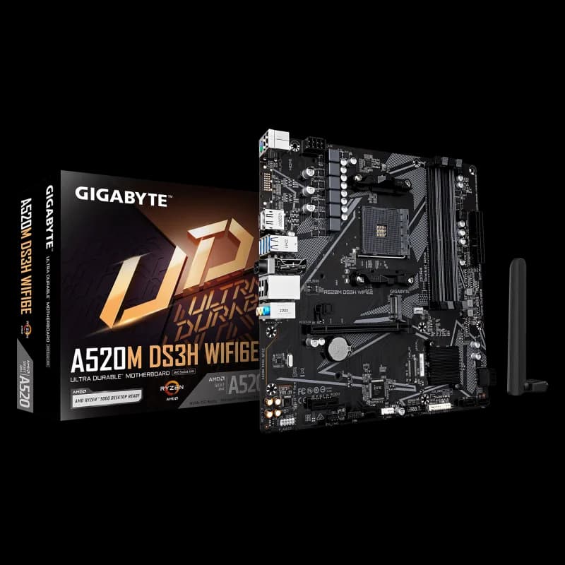 Placa de baza Gigabyte A520M DS3H WIFI6E, Socket AM4, DDR4, Micro-ATX