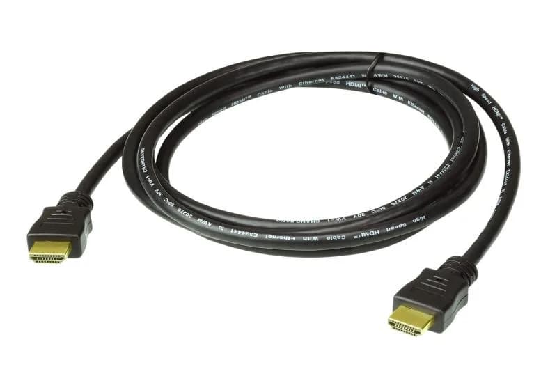 Cablu HDMI 4K60 2.0 Aten 2L-7D02H-1. Lungime cablu: 2 m, Conector 1: HDMI Tip A (Standard), Conector 1 gen: Tată, Conector 2: HDMI Tip A (Standard), Conector 2 genuri: Tată, Placare contacte conectori: De aur, 3D, Culoarea produsului: Negru