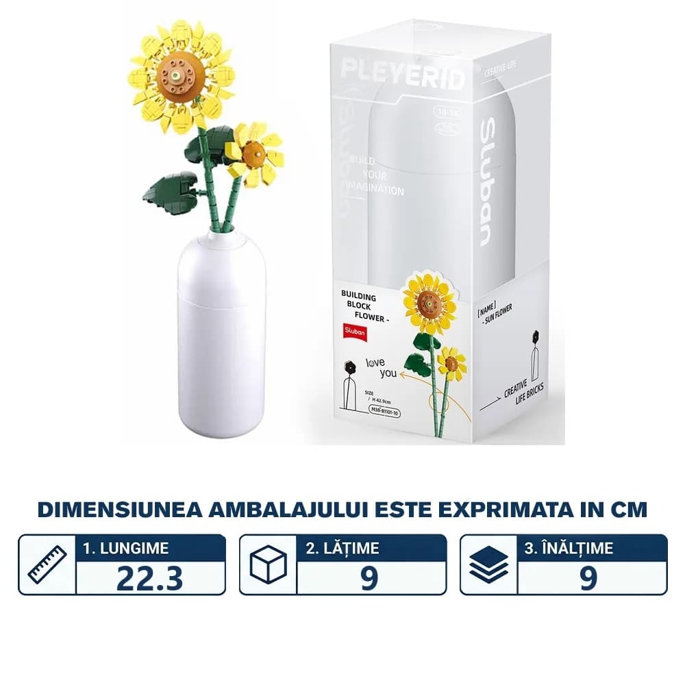 Set de Constructie Flowers, 251 piese, Floarea Soarelui - Sluban — miniatură
