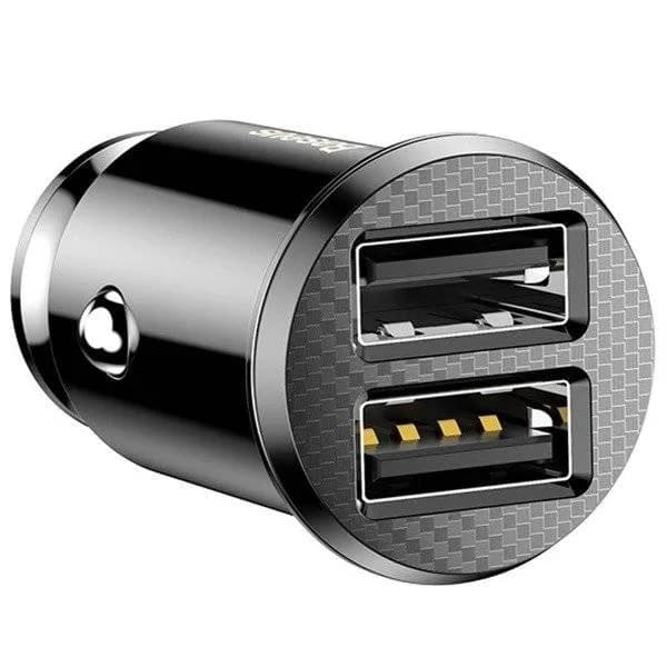 INCARCATOR auto Baseus Grain, 2 x USB Output 5V/3.1A, 15W total ambele porturi, pt. bricheta auto, negru "CCALL-ML01" - 6953156276512