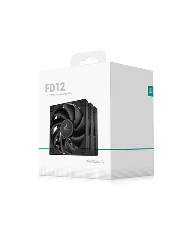 Set 3 ventilatoare DeepCool "FD12(3in1)", 120mm, 400-2050 RPM, FDB, 64.2 cfm, 4pin PWM, negru, "R-FD12-BKNPN3-G" - 6933412710929 — miniatură