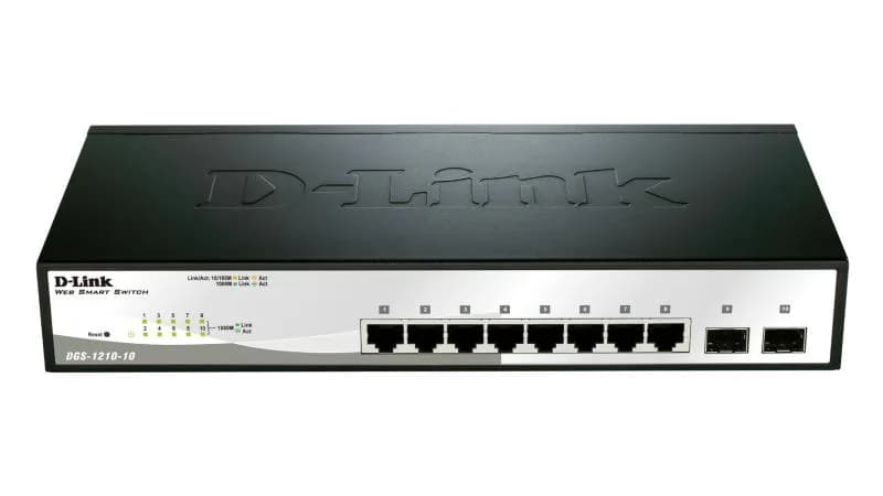 SWITCH D-LINK SMART 8 porturi Gigabit + 2 sloturi SFP, carcasa metalica, rackabil, "DGS-1210-10"