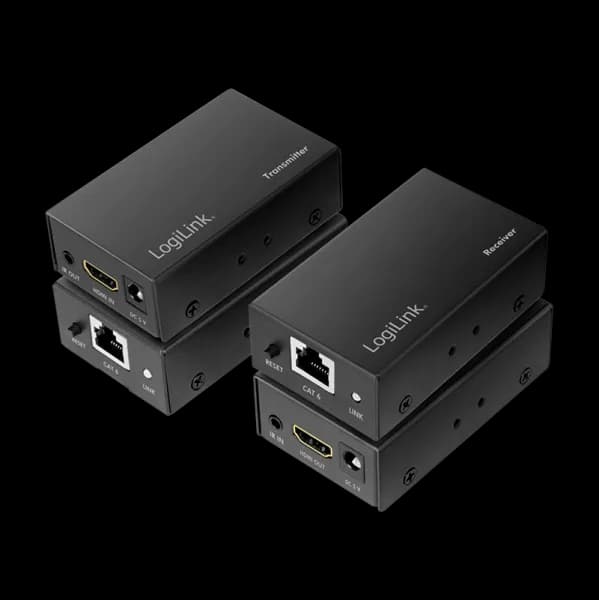 EXTENDER HDMI over LAN LOGILINK, Input: HDMI (T) x 1, Output: HDMI (T) x 1, pana la 60m, rezolutie maxima Full HD (1920x1080) la 60 Hz, negru, "HD0023" — miniatură