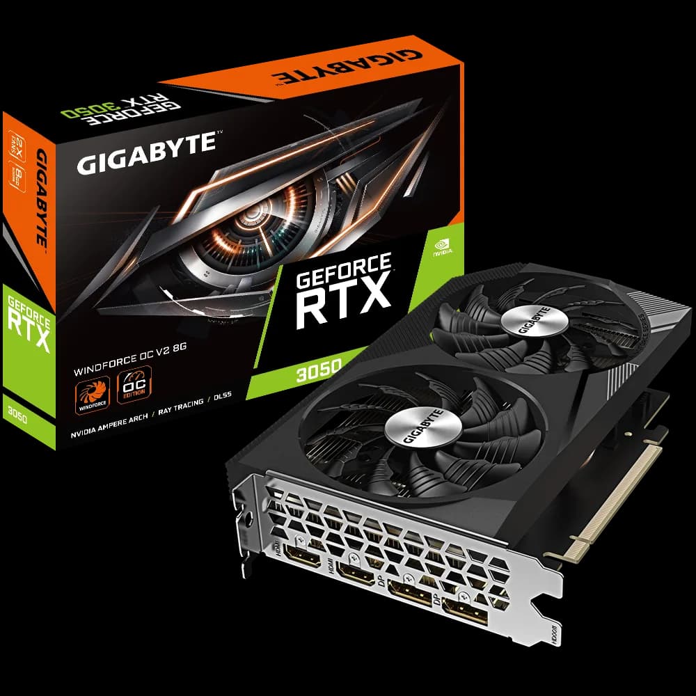 GIGABYTE GeForce RTX 3050 WINDFORCE OC V2 8G "N3050WF2OCV2-8GD" — miniatură