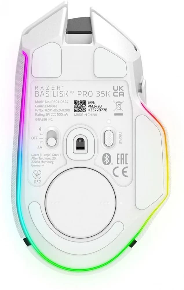 Mouse Gaming Wireless Razer Basilisk V3 Pro 35K, 35000 DPI, Alb — miniatură