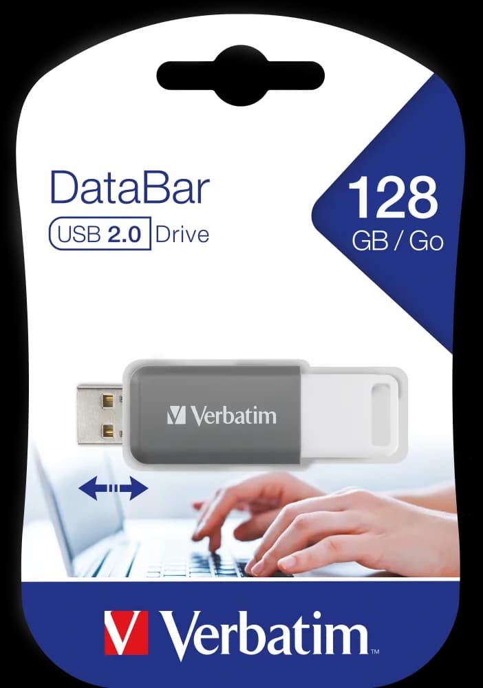 MEMORIE USB VERBATIM DATABAR 128GB USB 2.0, GRI "49456" — miniatură