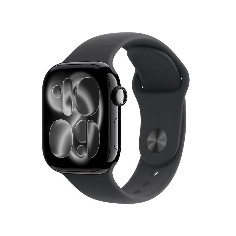 Apple Watch Series 11 GPS + Cellular 42mm Jet Black Aluminium Case with Black Sport Band - M/L