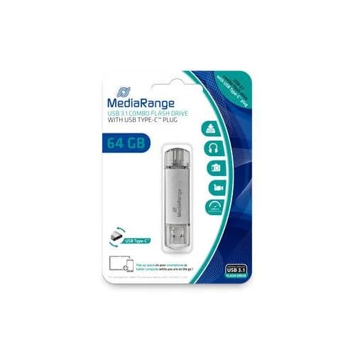 MediaRange USB 3.1 combo flash drive, w/USB Type-C, 64GB "MR937"