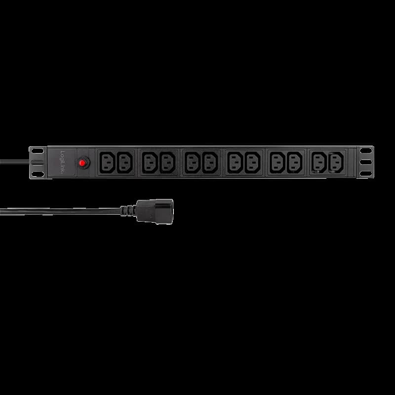 PDU LOGILINK 1U pt. rack 19 inch,12 prize IEC, intrare IEC, max 10 A, protectie suprasarcina, 1.8m 3x1.5mm2, aluminiu, IP20, black, "PDU12A1"