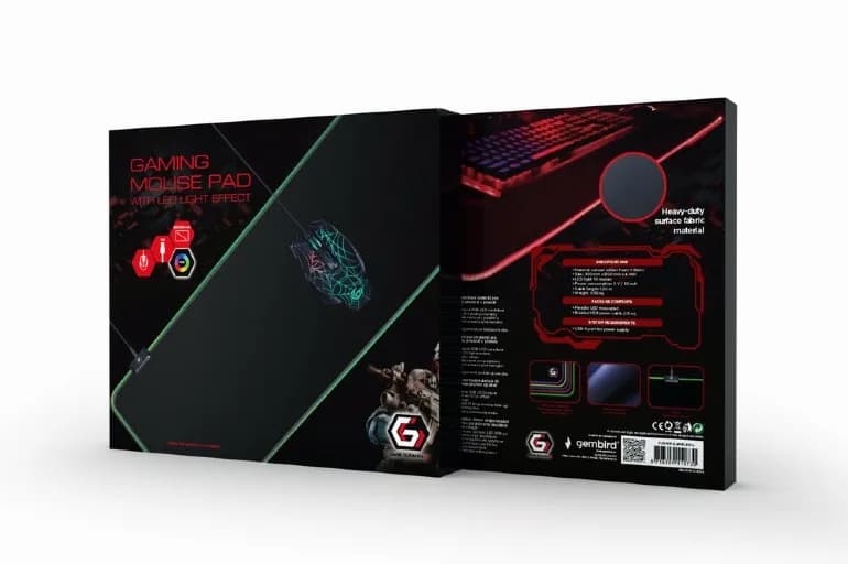 MousePAD GEMBIRD - gaming, cauciuc si material textil, 800 x 300 x 4 mm, Iluminare 10 moduri, negru, "MP-GAMELED-L" — miniatură