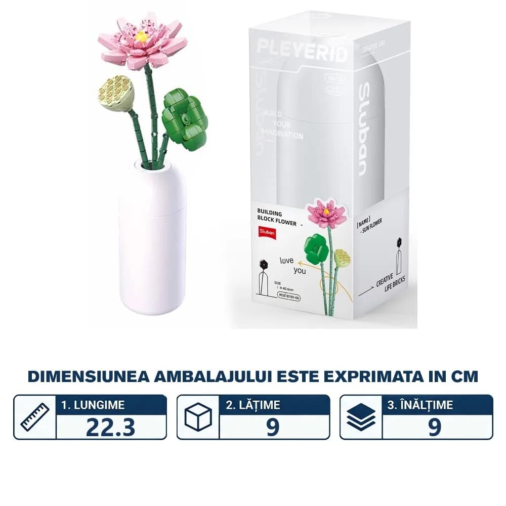 Set de Constructie Flowers, 258 piese, Lotus - Sluban — miniatură