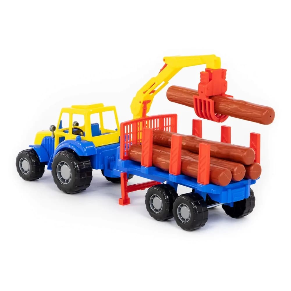 Tractor cu remorca lemne, 46,6x13,4x20 cm, Polesie — miniatură