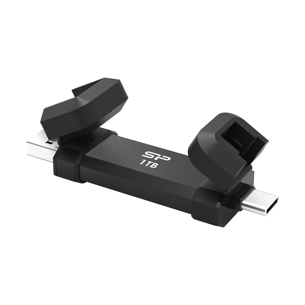 Ultra Fast SSD ,Silicon Power Dual interfaceA+C1050/850MB/s Aluminium + Plastic, Black "SP001TBUC3S72VPK" — miniatură
