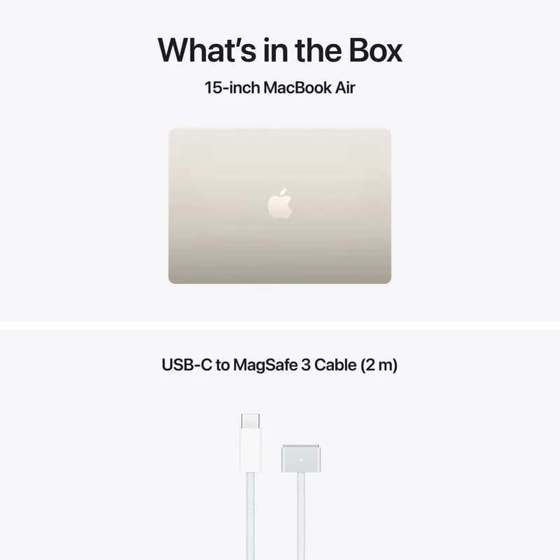 MacBook Air 15.3" Retina/Apple M5 (CPU 10-core, GPU 10-core, NeuralEngine16-core)/32GB/1TB - Starlight - INT KB (No Adapter) - 2026 (CTO from MDVF4RO/A) — miniatură