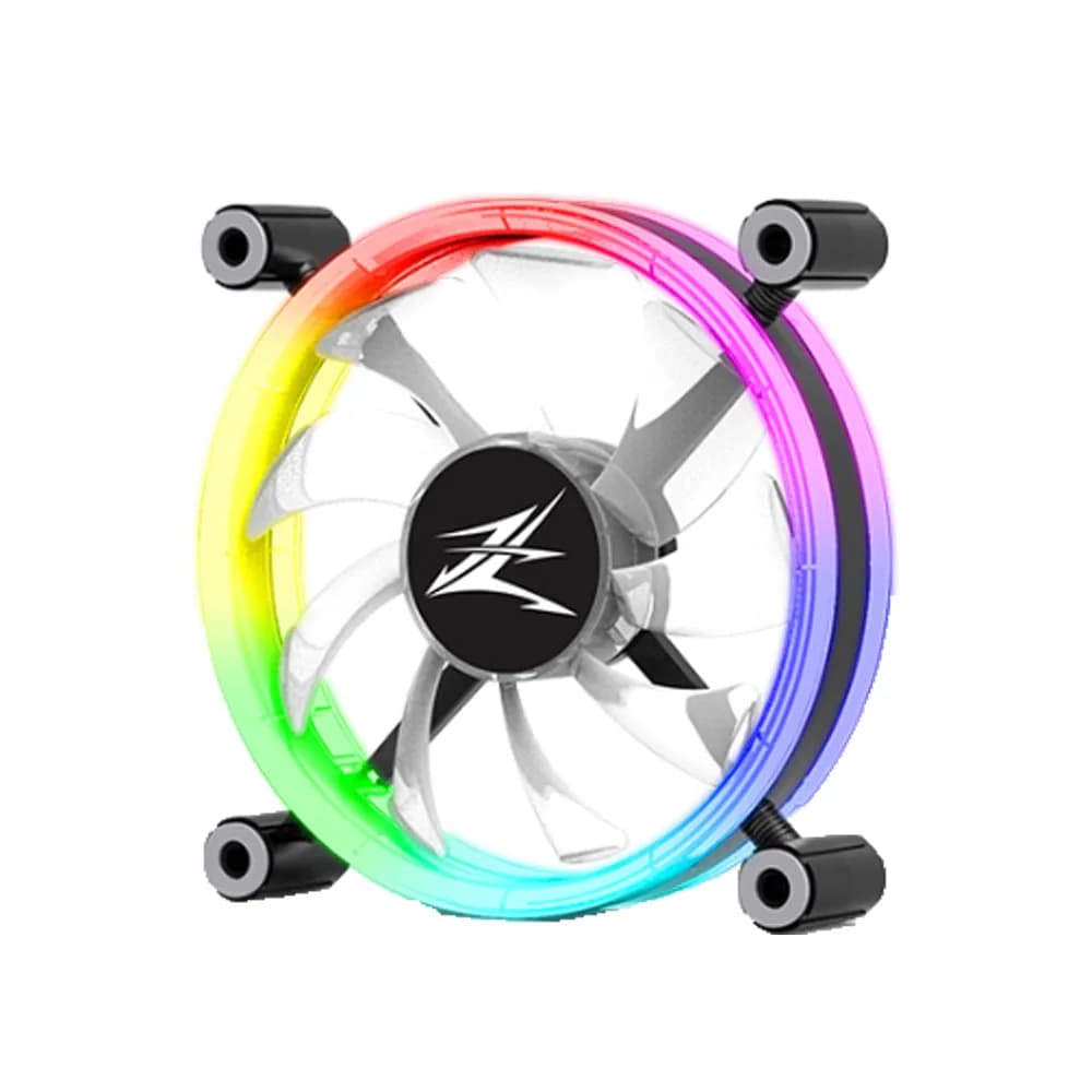 Ventilator Zalman "ZM-LF120", 120mm, 800 - 1300 RPM, EBR Bearing, 43 CFM, 2x inel LED RGB, 4pin PWM, negru, "ZM-LF120" — miniatură