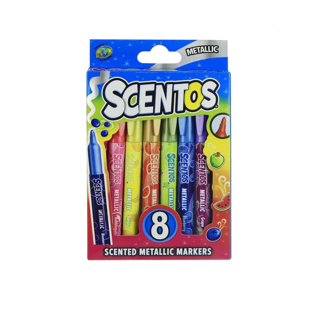 SET 8 MARKERE PARFUMATE, METALICE, SCENTOS