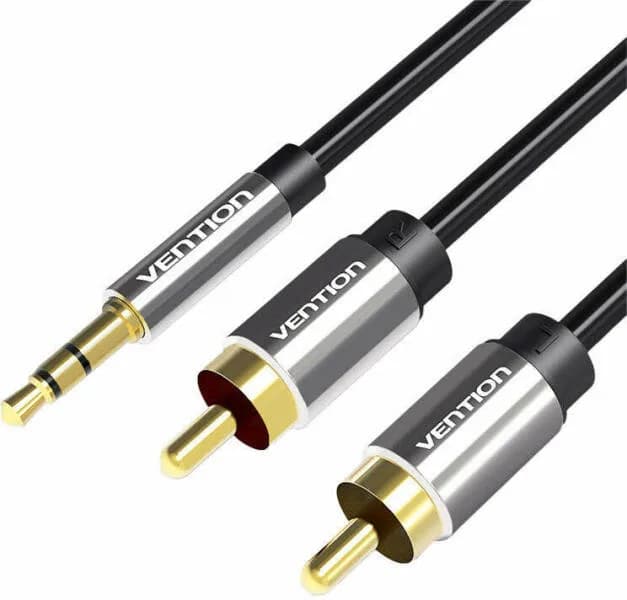 Adaptor audio Vention, Jack 3.5mm (T) la 2 x Jack 3.5mm (M), 1m, AWG 29, PVC,aluminiu, negru, "BCFBF"