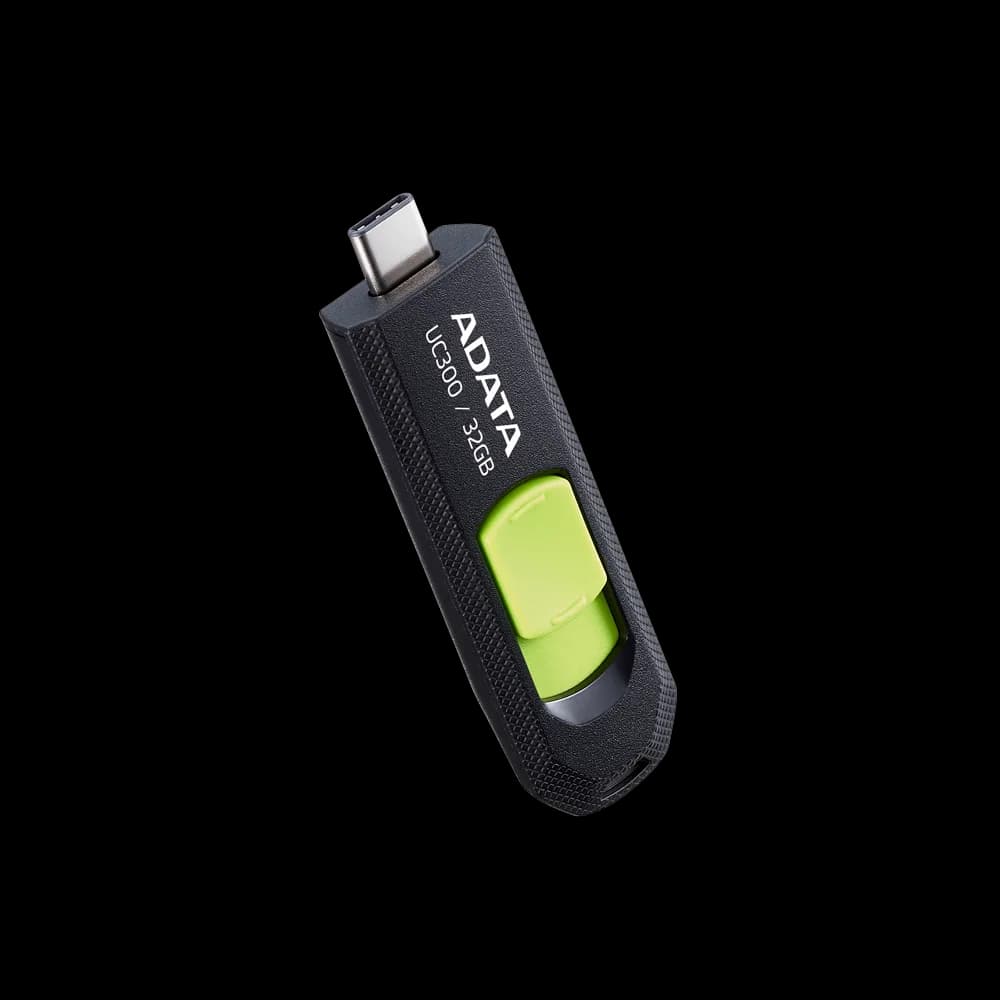 MEMORIE USB Type-C 3.2 ADATA 32 GB, retractabila, carcasa plastic, negru / verde "ACHO-UC300-32G-RBK/GN" — miniatură
