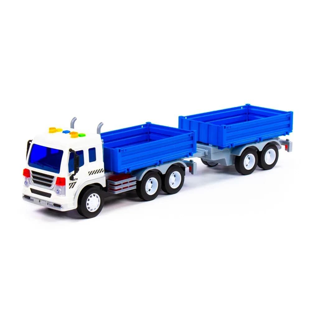 Camion + remorca cu lumina si sunet, 46.6x10.2x12 cm, Polesie — miniatură