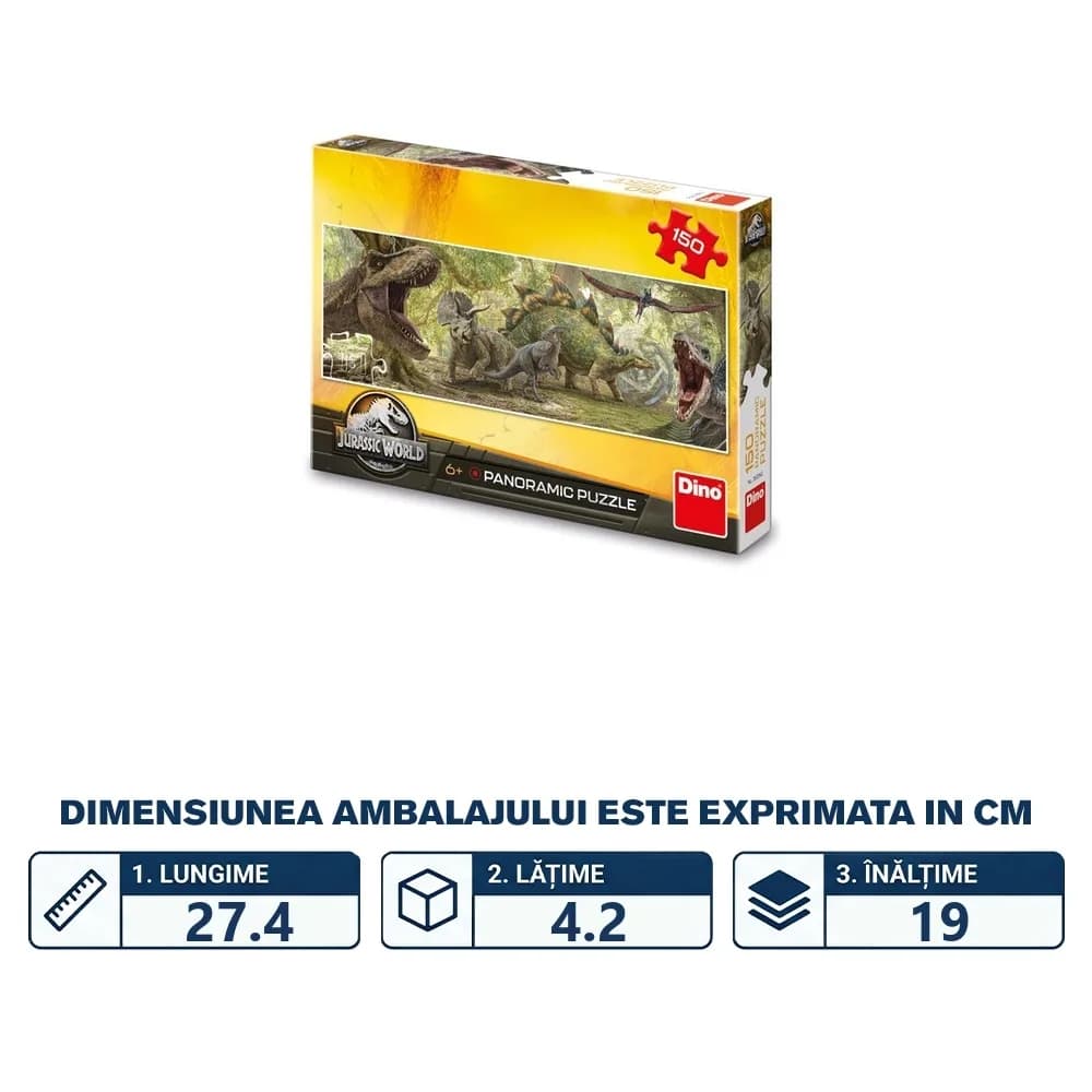 Puzzle 150 piese, panoramic, Jurassic World - DINO TOYS — miniatură