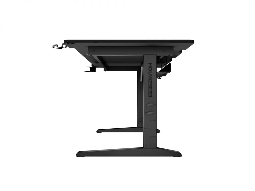 Birou gaming Genesis Holm Modular 160, material lemn/metal, reglabil pe inaltime 70 - 90 cm, iluminare RGB, management cabluri, negru — miniatură