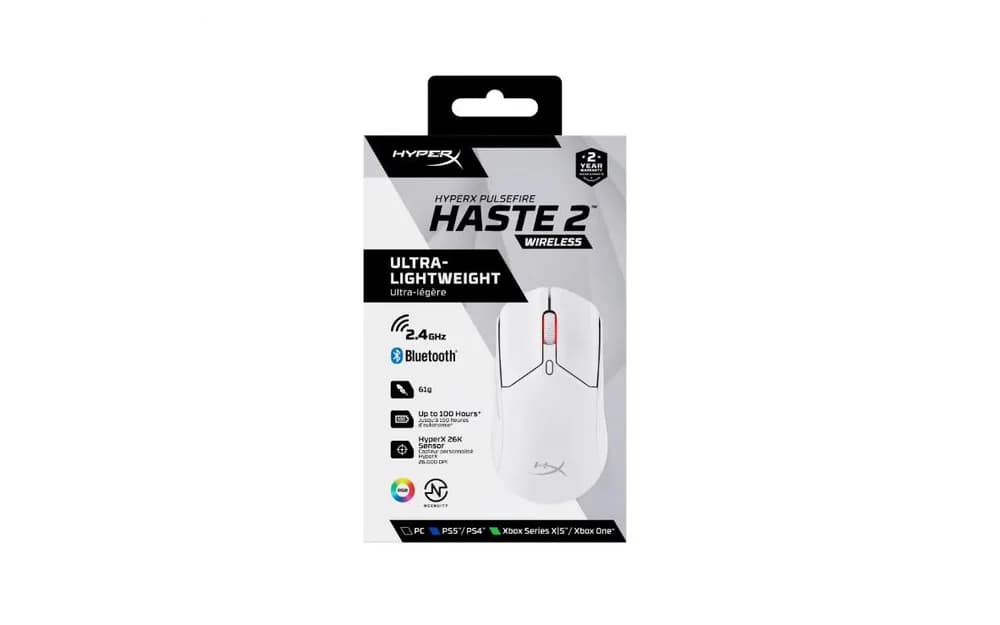Mouse Gaming Wireless HyperX Pulsefire Haste 2 Wireless, 26000 dpi, Alb — miniatură