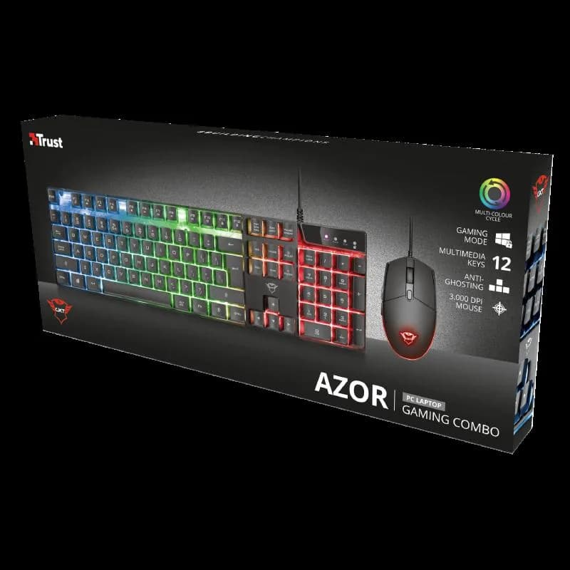 Kit Wired tastatura si mouse Trust GXT 838 Azor, taste numerice, negru — miniatură