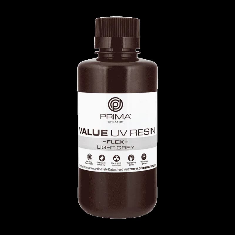 Rășină 3D PrimaCreator Value Flex UV – 500 g – Light Grey — miniatură
