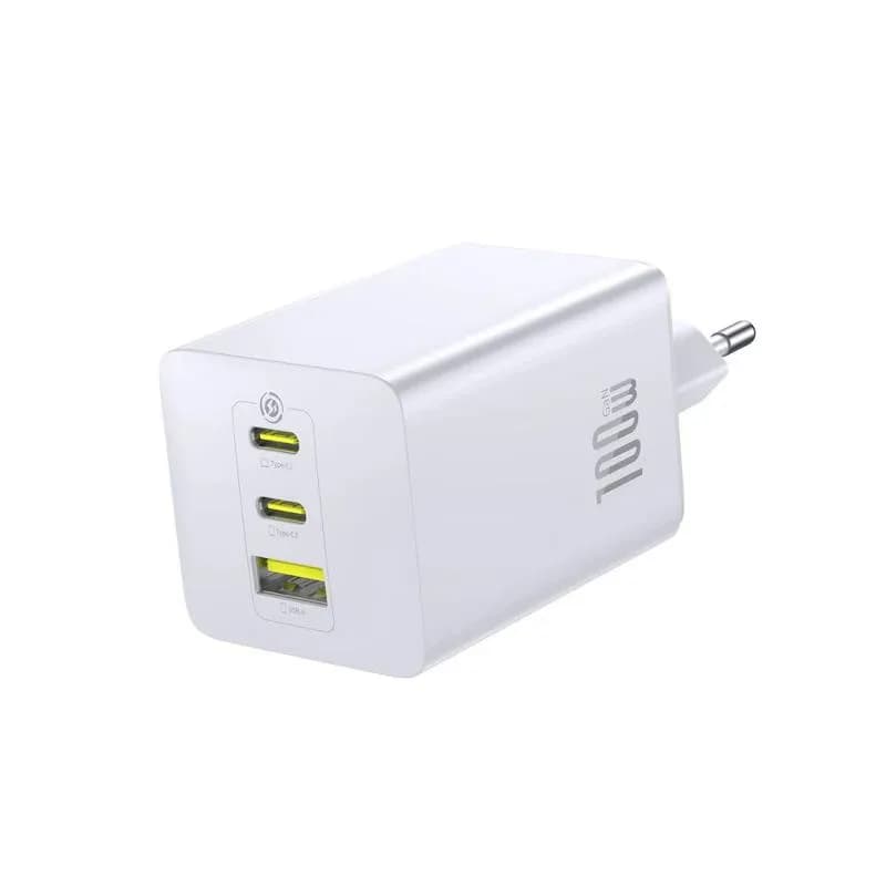 INCARCATOR retea Baseus EnerFill FE11, Quick Charge 100W, 2 x USB Type-C, 1 x USB, alb "P10182102213-00" - 6932172690649 — miniatură