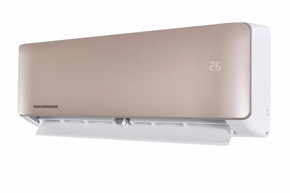 Aparat de aer conditionat HEINNER ONIX HAC-CO12WFN-GD, 12000 BTU, WiFi, clasa energetica: racire A++/incalzire A+, functii: Super-ionizare, "Follow me", ECO, Turbo, filtru cu densitate ridicata, auto curatare, panel auriu. — miniatură