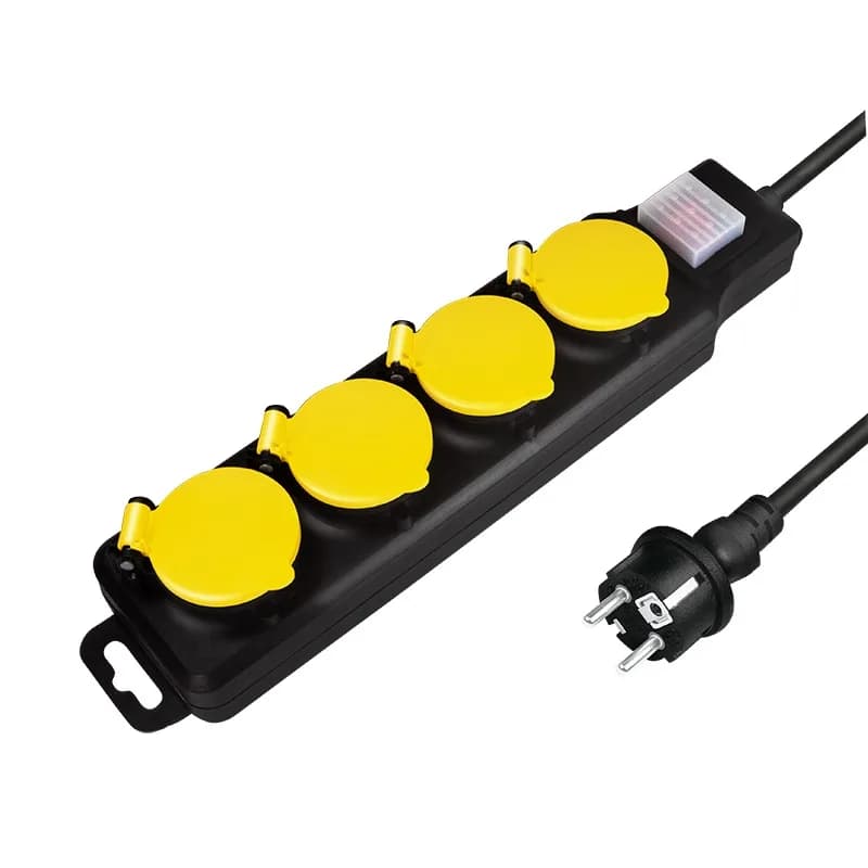 PRELUNGITOR LOGILINK, Schuko x 4, conectare prin Schuko (T), cablu 1.5 m, 16 A, protectie stropire cu apa, negru/ galben, "LPS254"