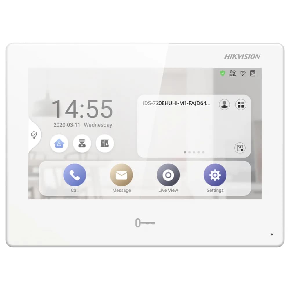 Post interior videointerfon 7 inchi cu Android Hikvision DS-KH9310-WTE1 (B)WIFI, management pentru toate sistemele Hikvision conectate prin Hik Connect, apelare video si deschidere usa din aplicatia mobila, ecran TFT 7 inch color, rezolutie 1024 × 600, audio bidirectional (microfon si difuzor