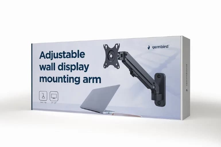 SUPORT de perete GEMBIRD, pt 1 TV/monitor plat, diag. max 17" - 27", rotatie, inclinare, pliere, 2 ~ 7 kg, "MA-WA1-01" — miniatură
