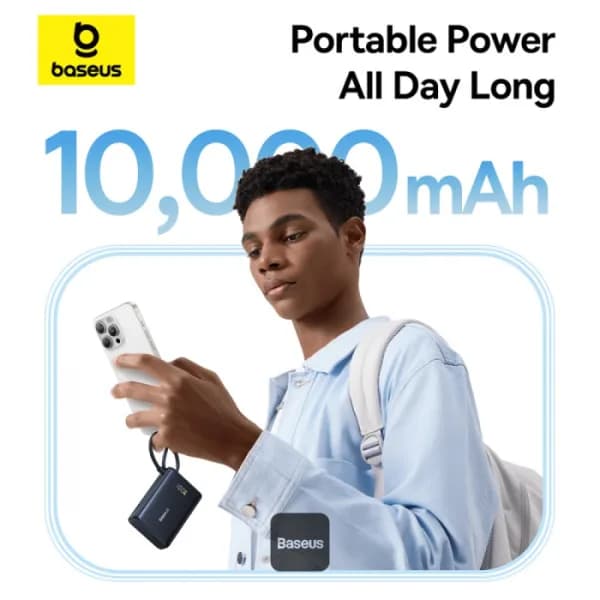 POWER BANK Baseus PicoGo, display, capacitate 10000mAh, 45W, cablu integrat USB Type-C, 1 x USB Type-C, 1 x USB, total 5V/3A, negru, "P10076803123-00" - 6932172678715 — miniatură