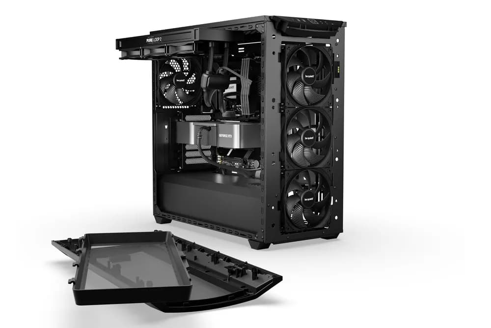 CARCASA be quiet! "SHADOW BASE 800DX", Middle Tower, ATX, fara sursa, 3xfan, USB 3.2 gen 1 x 2, USB Type-C x 1, audio+mic, PSU shroud, 7 sloturi expansiune, ARGB, negru, "BGW61" — miniatură