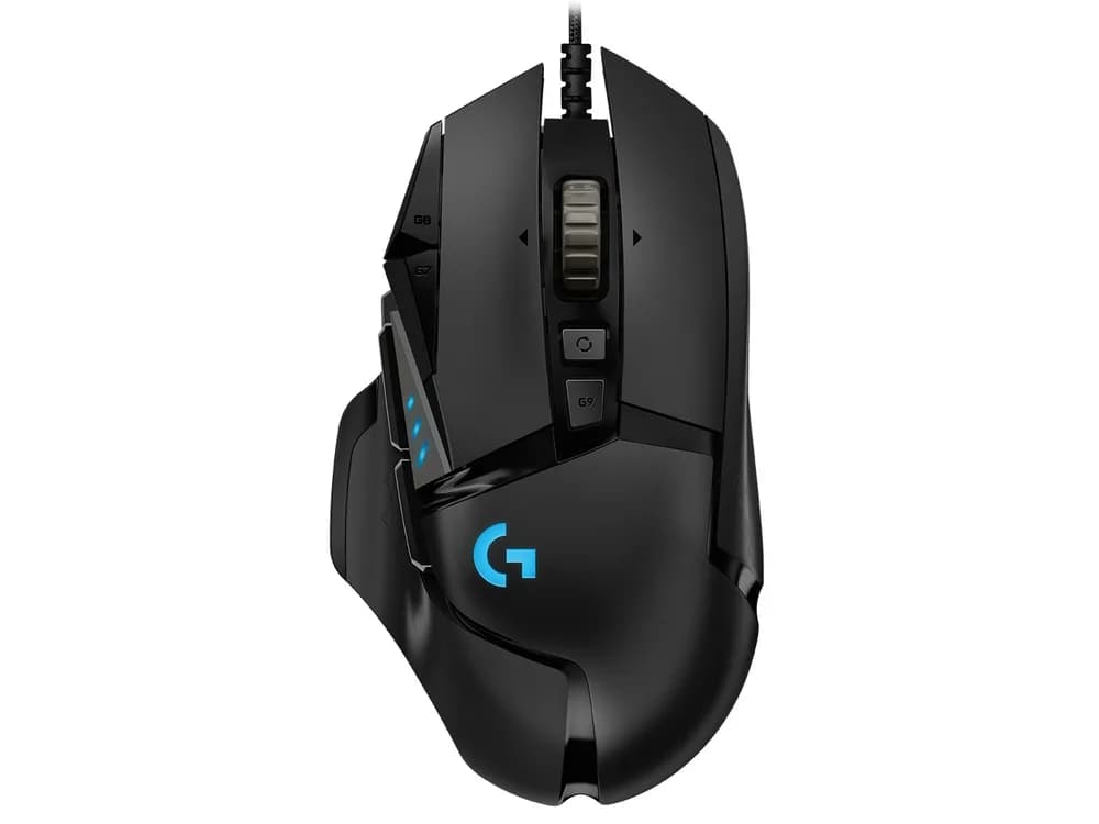 MOUSE LOGITECH, "G502", gaming, cu fir, USB, optic, 16000 dpi, butoane/scroll 11/1, iluminare, butoane programabile, negru, "910-005470"
