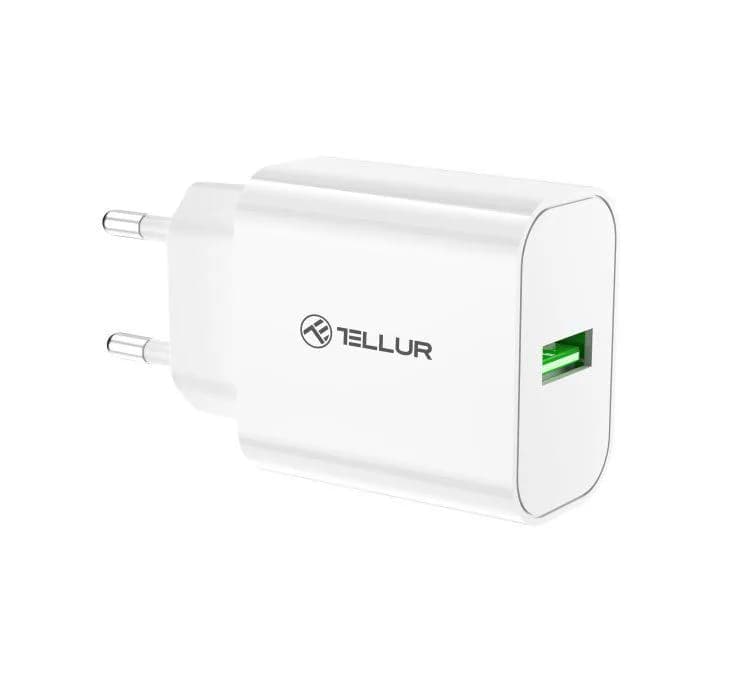 Incarcator priza Tellur USB-A QC3.0, 18W, alb — miniatură