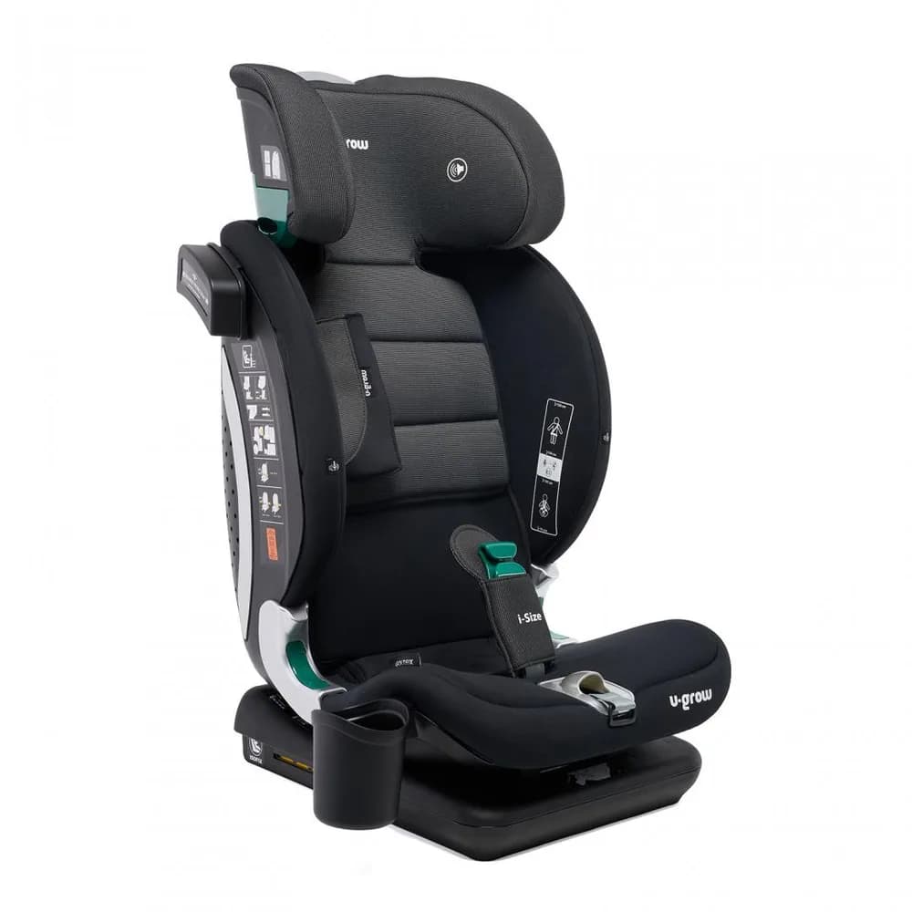 Scaun auto I-size U-Grow Goldfix Plus, isofix, 76-150 cm (9-36 kg), boxa bluetooth, negru — miniatură