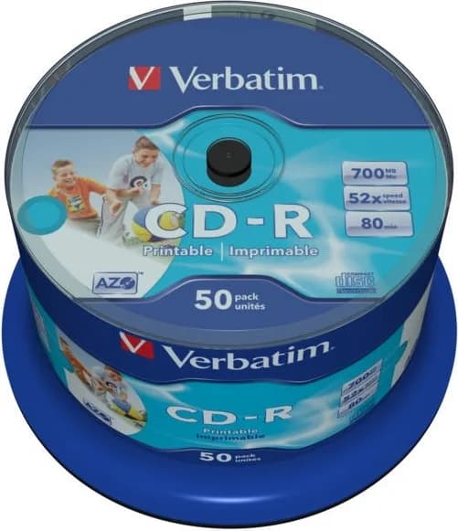CD-R VERBATIM  700MB, 80min, viteza 52x,  50 buc, spindle, printabil, "AZO Wide Inkjet Printable" "43438"