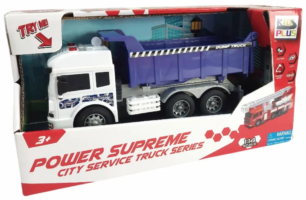 VEHICULE CU LUMINI, SUNETE SI FRICTIUNE, SCARA 1/14, 27.5CM, BASCULANTA MOV — miniatură