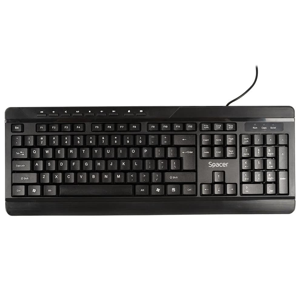 Kit Wired tastatura si mouse SPACER SPOK-WD-02, taste numerice, Negru — miniatură