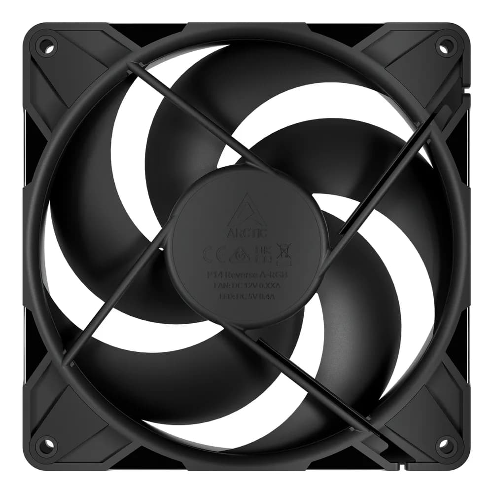 Ventilator Arctic "P14 Pro Reverse", 140mm, 400 - 2650 RPM, FDB, 98 cfm, 4-Pin Fan Plug + 4-Pin Socket, negru, "ACFAN00329A" — miniatură