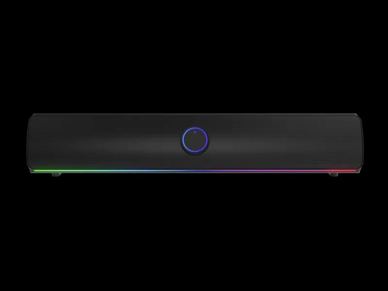 Soundbar GENESIS HELIUM 312BT 2.0, putere 10W, lungime cablu 150cm, frecventa raspuns 100 - 20000 Hz, iluminare multicolor, interfata USB-A, negru