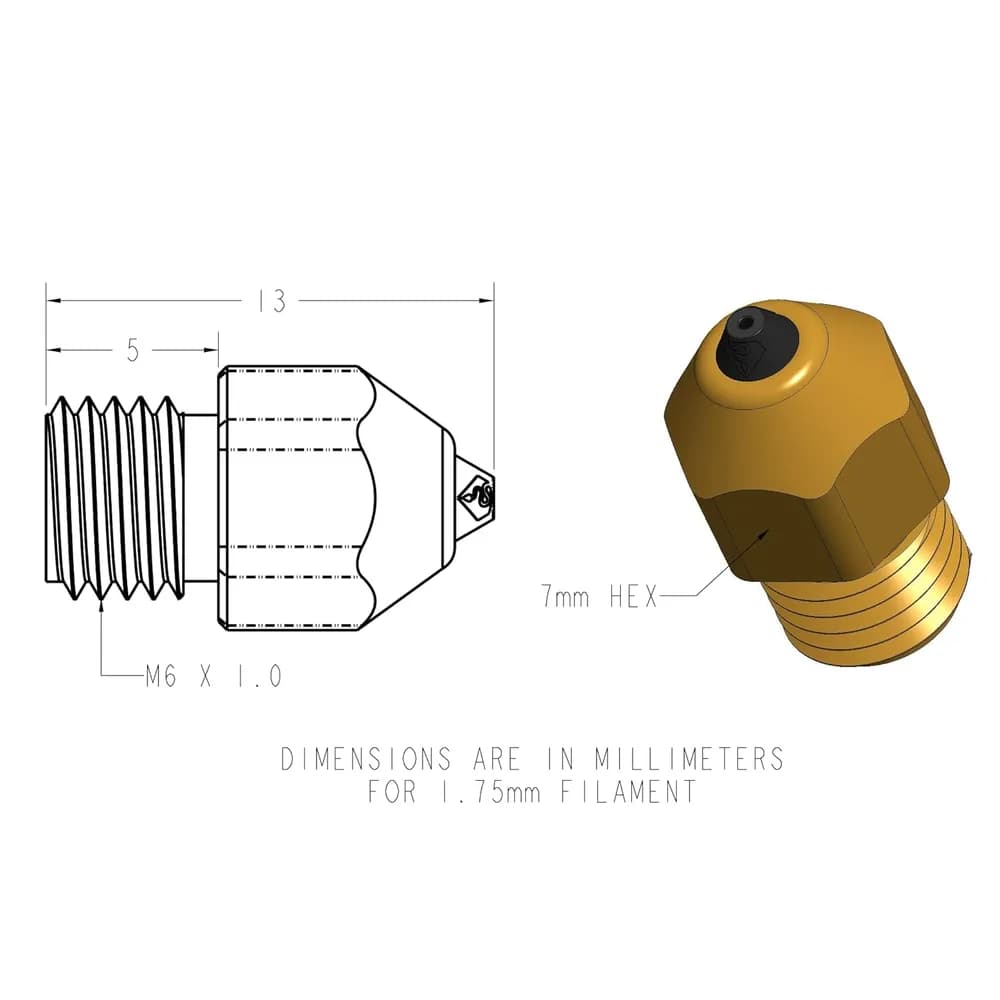 Duză DiamondBack MK8 (MK8-NOZZLE-DIAMOND-0600-SPK) — miniatură