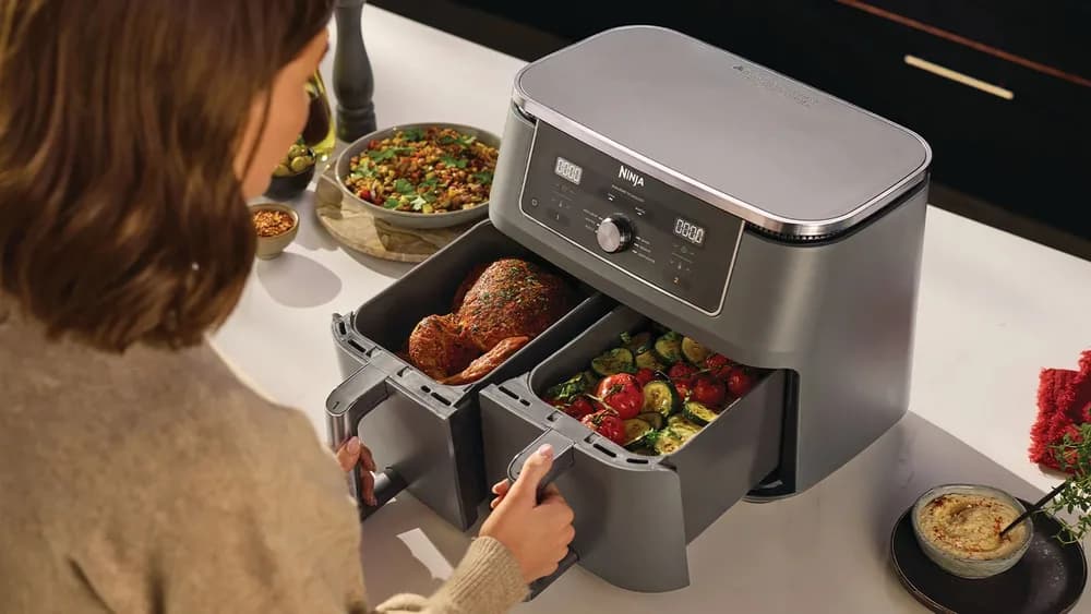 Friteuza cu aer cald Ninja Foodi Pro DualZone DZ400, 9.5 L, 6 functii (Gri) "DZ400EU" — miniatură